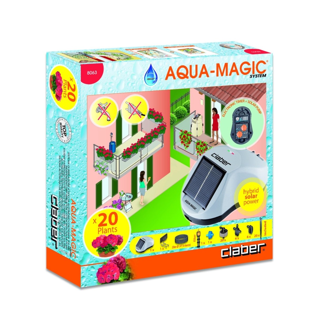 Claber 8063 Aqua Magic Solar Powered Water Timer Kit