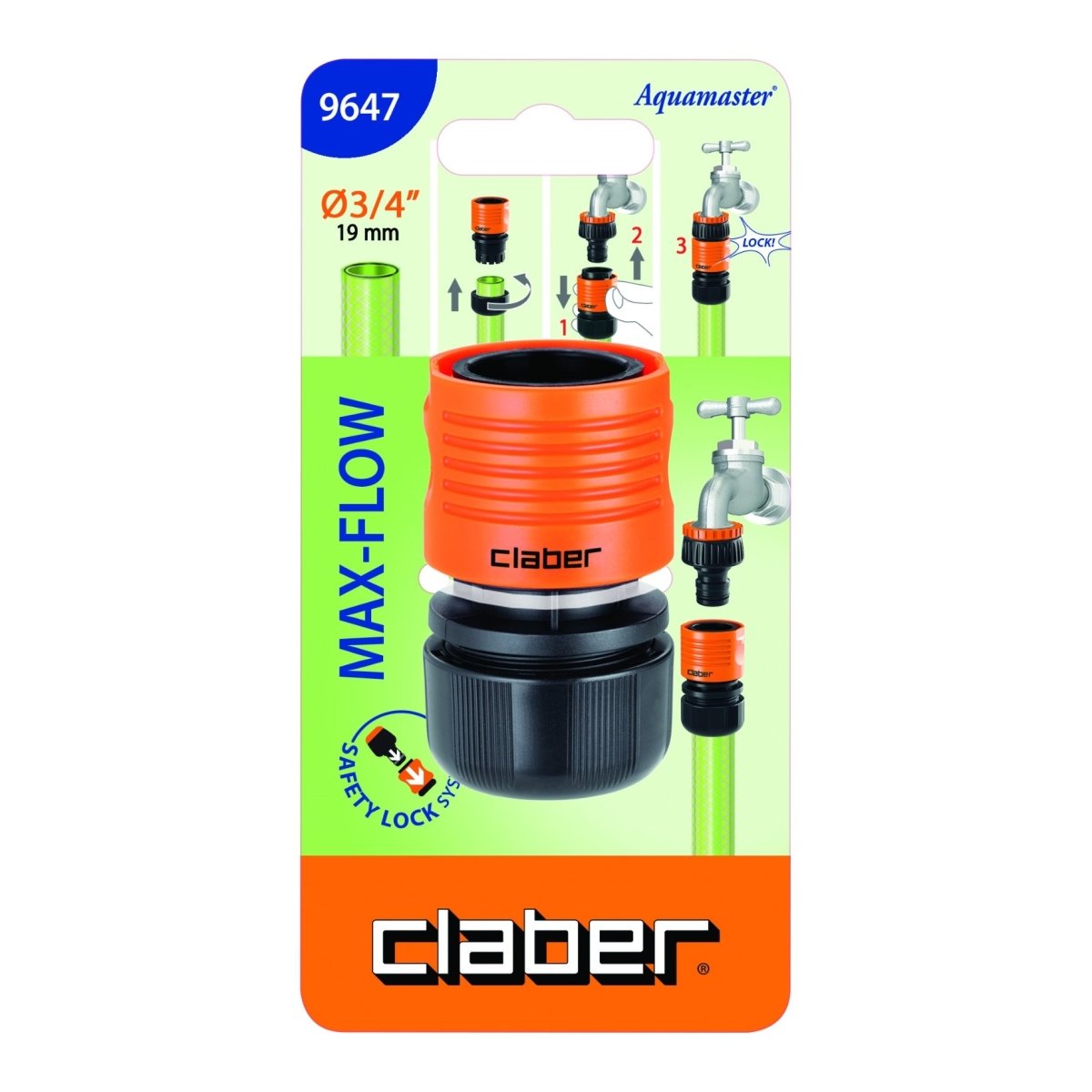 Claber 9647 Max Flow 3/4-Inch Hose Pipe Connector