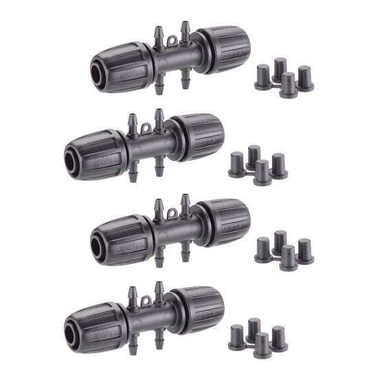 1/2-Inch Hose Connector with four 1/4-Inch outlets - Pack of 4