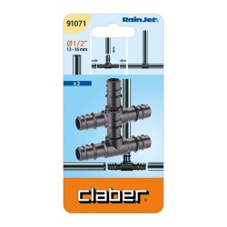 Claber 91071 Tee Hose Pipe Connectors Pack of 2 Claber 91071 Tee Hose Pipe Connectors Pack of 2