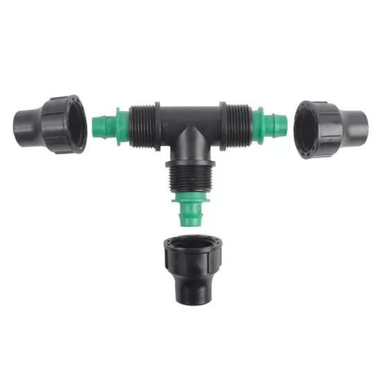 3-Way Tee Threaded Nut Lock Hose Pipe Connectors x 2 3-Way Tee Threaded Nut Lock Hose Pipe Connectors x 2