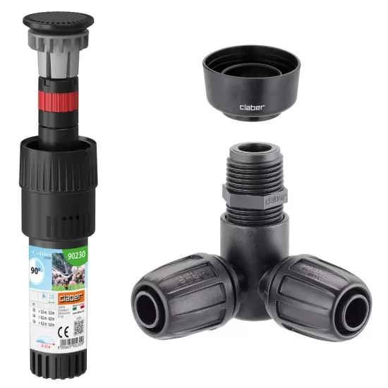 Colibri 90220 180° Pop-Up Sprinkler, Corner Connector & Collar Guard Bundle Colibri 90220 180° Pop-Up Sprinkler, Corner Connector & Collar Guard Bundle
