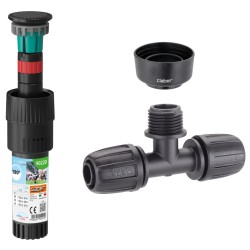 Colibri 90220 180° Pop-Up Sprinkler, 3-Way Connector & Collar Guard Bundle Colibri 90220 180° Pop-Up Sprinkler, 3-Way Connector & Collar Guard Bundle
