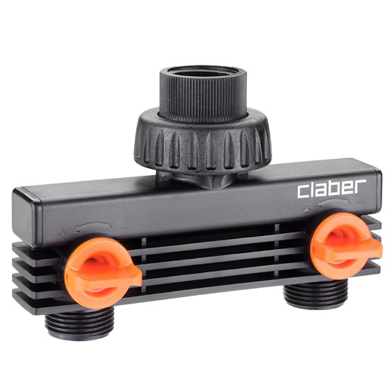 Claber 8422 Aquauno Logica Water Timer and Double Tap Connector