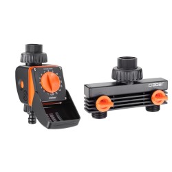 Claber 8422 Aquauno Logica Water Timer and Double Tap Connector Claber 8422 Aquauno Logica Water Timer and Double Tap Connector